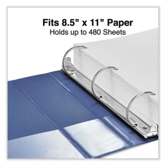 Universal Slant D-Ring View Binder, 3 Rings, 2" Capacity, 11 x 8.5, Navy Blue image {6}