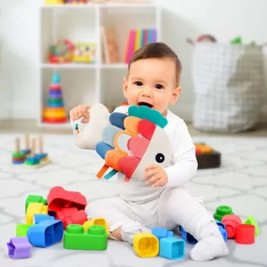 Soft Baby Sensory Toy with Tummy Time Mirror &ndash; Entertaining Fish Toy for Infants 0-12 Months with Rattle & Crinkle Paper &ndash; Perfect Baby Shower Gift image {7}