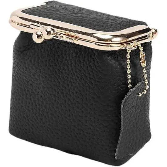 Paaaawaters Women's Genuine Leather Small Jewelry Coin Purse Vintage Kiss Lock Change Pouch Casual Style Mini Wallets pouches Bag image {9}