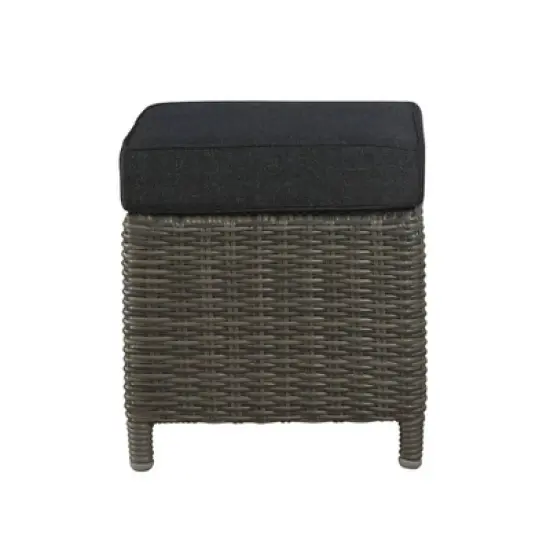 Asti Wicker Outdoor 15" Square Ottomans with Cushions - Gray - Alaterre Furniture image {4}