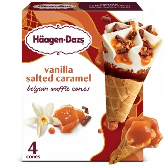 Haagen-Dazs Vanilla Salted Caramel Belgian Waffle Ice Cream Cone - 14.8 fl oz/4ct image {7}