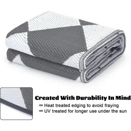 Waterproof Reversible Outdoor Rug - Lightweight, Foldable, Easy Clean for Patio, Camping, Pool & Beach image {3}