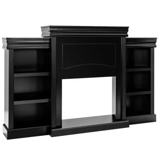 Costway 70'' Fireplace TV Stand Modern Media Entertainment Center Bookcase White\Black image {11}