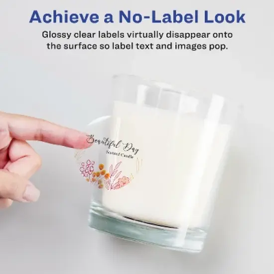Avery Glossy Clear Round Labels with Sure Feed, 1.5" diameter image {1}