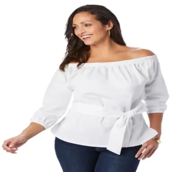 Jessica London Women&rsquo;s Plus Size Off-The-Shoulder Denim Tunic image {3}