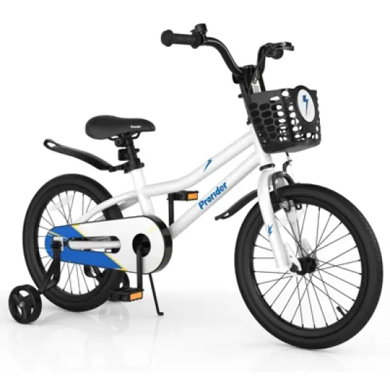 Costway 18'' Kid's Bike with Removable Training Wheels & Basket for 4-8 Years Old  White/Blue/Red/Skyblue image {10}