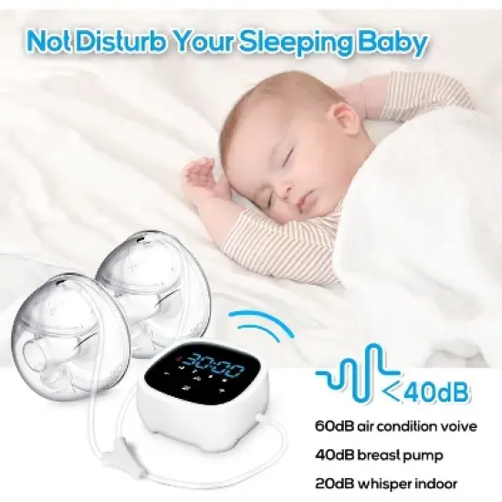 CARER SPARKS Double Breast Pump Electric - Wearable Hands Free Breast Pump Closed System Portable Breast Pumps image {3}