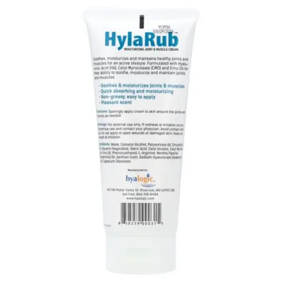 Hyalogic HylaRub, Moisturizing Joint & Muscle Cream, 6 oz (168 g) image {1}