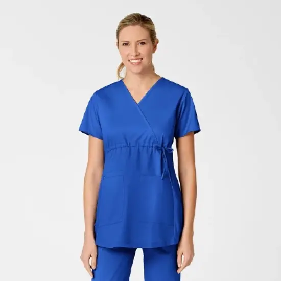 Wink Maternity Mock Wrap Scrub Top image {14}