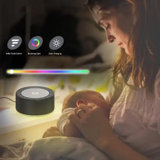 Letsfit White Noise Machine with 7-Color Night Lights, 30 High Fidelity Soundtracks, Full Touch Metal Grille and Buttons - T3 image {2}