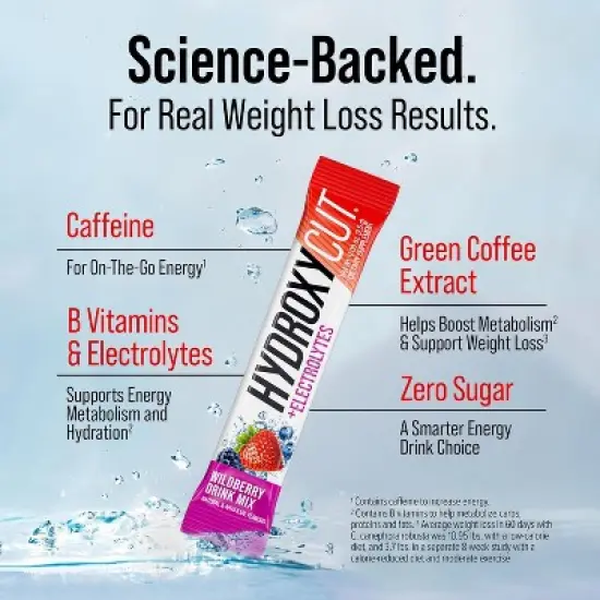 Hydroxycut Drink Mix, Wildberry Blast, 21 Travel-Size Packets, Zero Calories, Zero Sugar, Boost Metabolism, Burn Calories, Increase Energy image {4}