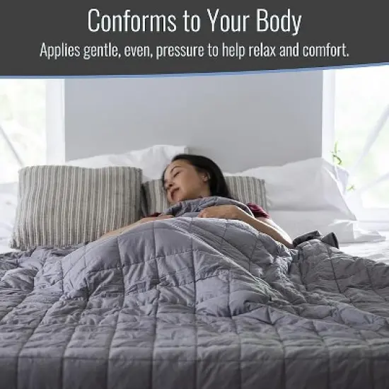 DMI 17 lb Weighted Blanket &ndash; Queen 80x60, Soft Microfiber with Glass Beads, Breathable Grey image {2}