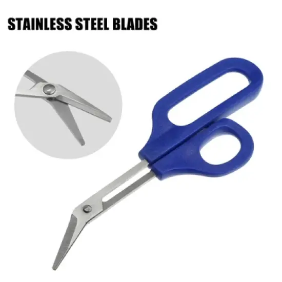 Unique Bargains Stainless Steel Toenail Scissors for Elderly Thick Nail Cuticle Trimmer Long Handled Manicure Pedicure Tool Blue 2 Pcs image {2}