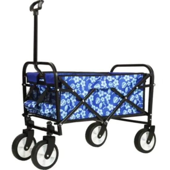 FURNIinspire Outdoor Serving Carts Colorful Collapsible Foldable Wagon Cart Beach Wagon Utility Wagon Grocery Cart 225lbs, Blue, 35.04"*22.44"*38.58" image {5}