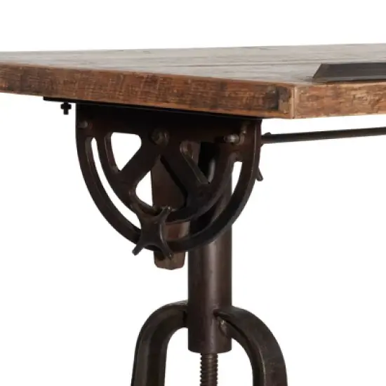 Industrial Teak Wood Console Table Brown - Olivia & May image {13}