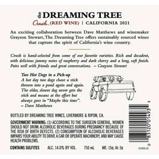 The Dreaming Tree Crush Red Blend Red Wine - 750ml Bottle image {2}