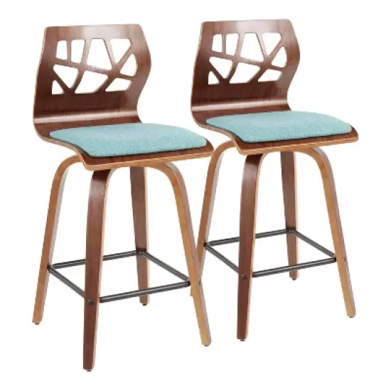 Set of 2 Folia Mid-Century Modern Counter Height Barstools - LumiSource image {12}