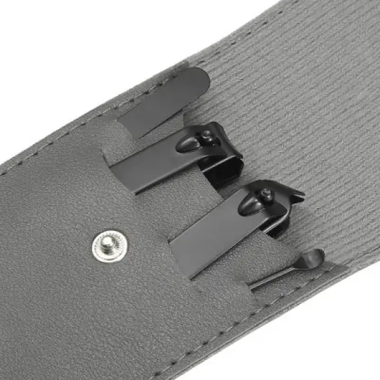 Unique Bargains Stainless Steel Pedicure Nail Clippers Scissors Tool Set for Men Women Black with Gray PU Leather 4 Pcs image {2}