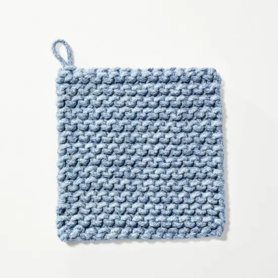 7" Rope Trivet Marled Blue - Figmint&trade;: Reversible Pot Holder, Woven Kitchen Textile, Spot Clean image {4}