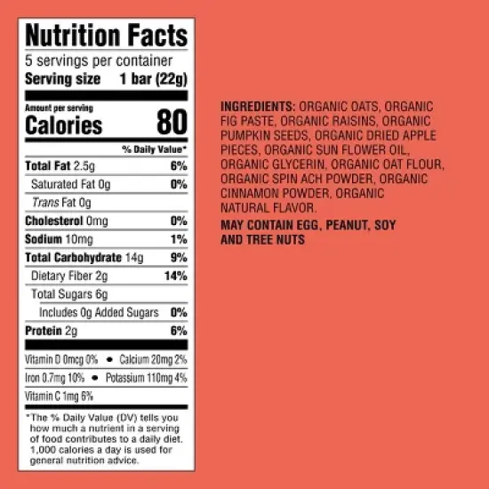 Organic Apple Cinnamon and Spinach Snacks Bars - 3.17oz/5ct - Good & Gather&trade; image {3}