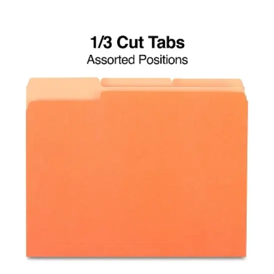 MyOfficeInnovations Top-Tab File Folders 3-Tab Letter Size Orange 100/Box (433680) image {2}