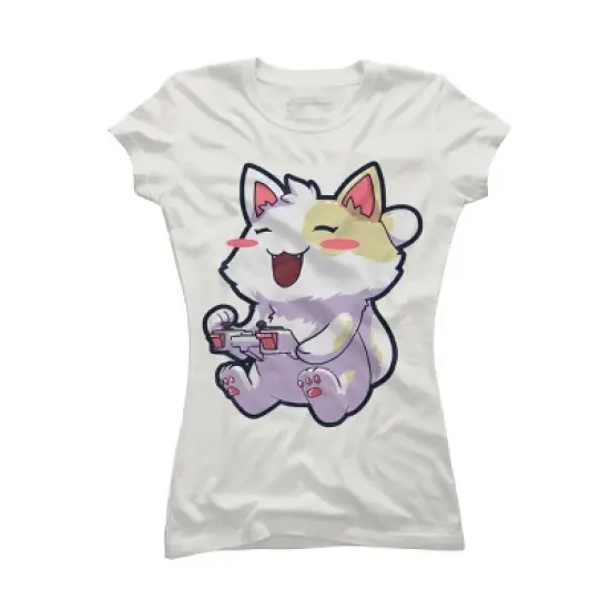 Junior's Design By Humans Anime Gamer Gaming Video Games Cat Kawaii Neko Gamer By KangThien T-Shirt image {3}