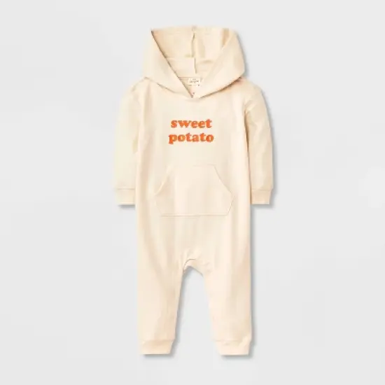 Baby Sweet Potato Hooded Romper - Cat & Jack&trade; Cream image {4}