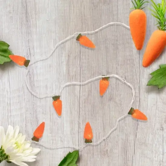 Northlight 10-Count Orange Carrot Easter String Light Set, 7.25ft White Wire image {1}