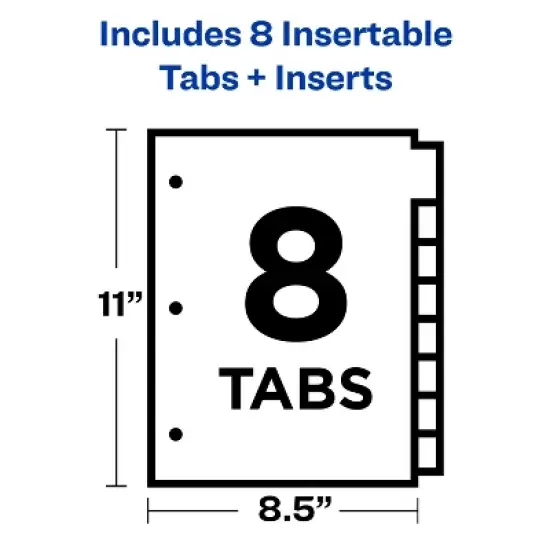 Avery Durable View 3 Ring Binder with 1.5 Inch Rings, 8 Tab Insertable Binder Dividers, Office Supplies Set (01683) image {5}