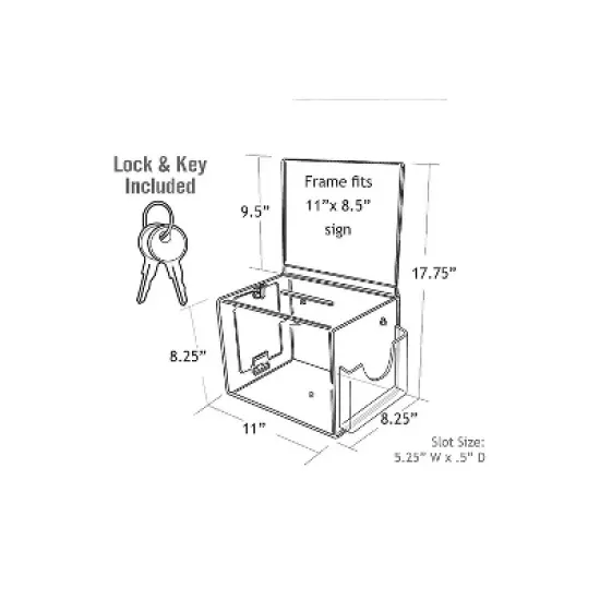 Azar Extra Large Suggestion Box With Pocket Lock and Keys on Pedestal Clear 206300 image {3}