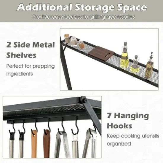 Costway 8' x 5' Grill Gazebo with 2 Shelves 7 Hooks Metal Frame Soft Top Beige/Brown/Gray/Wine image {5}