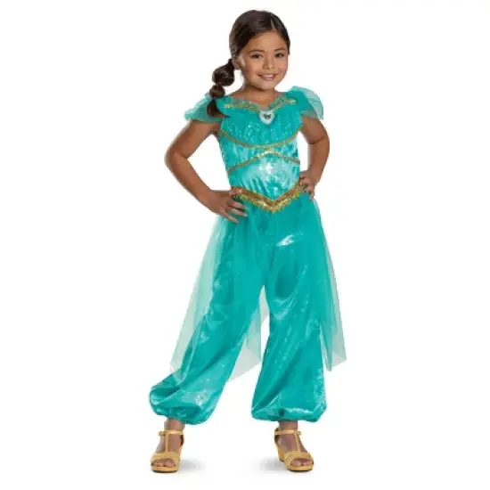 Disney Princess Kids' Aladdin Jasmine Deluxe Costume Jumpsuit Aqua Green image {6}