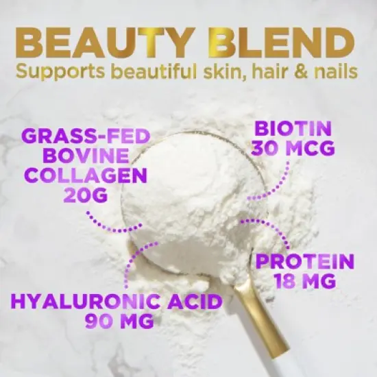 Collagen Peptides Powder Unflavored Grass Fed Collagen Powder Type I & III Collagen Supplements, Hyaluronic Acid, Biotin, 28 Servings By Hello Lovely! image {2}