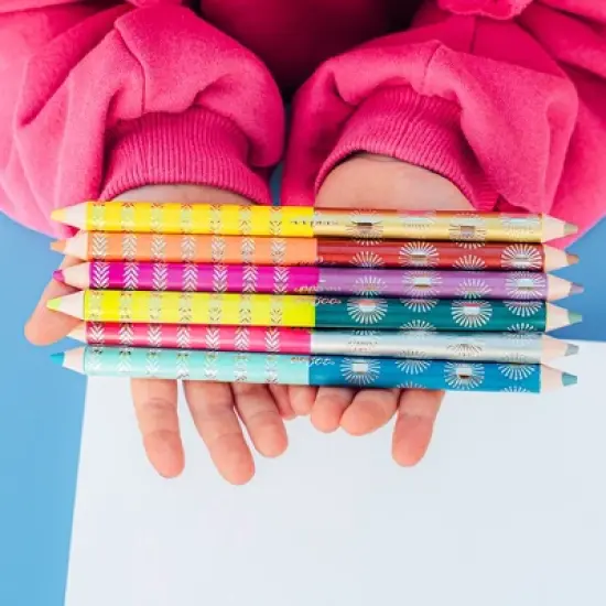 eeBoo: Jumbo Double-Sided Colored Pencils, 6pc, 12 Metallic & Fluorescent Colors image {3}