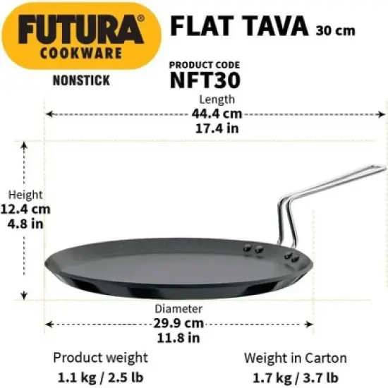 Hawkins 11" Futura Non Stick Flat Tava Griddle: Anodized Aluminum, Gas Compatible, Hand Wash, 1-Year Warranty image {2}