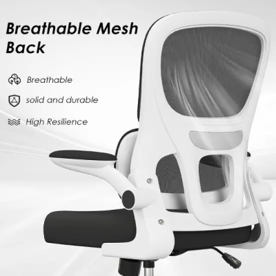 GlasFlength Task and Office Chairs with Support Armrest，Ergonomic, Adjustable，Computer Chair and Gaming Chair, White, 25.2"*25.8"*44.5" image {3}
