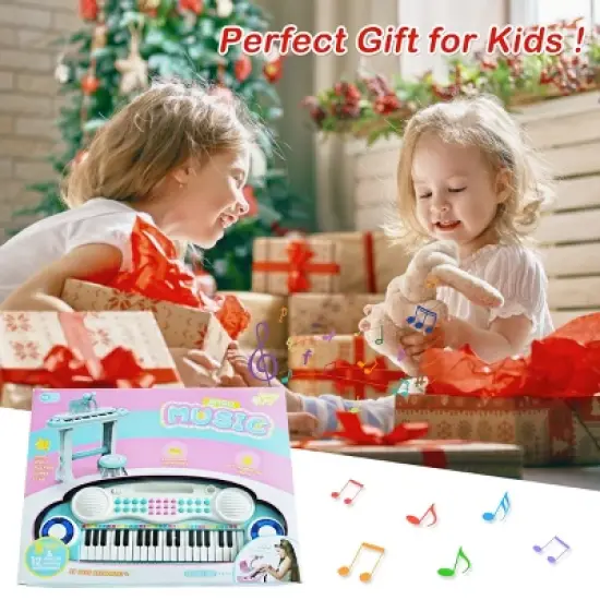 Costway 37-Key Kids Piano Keyboard Playset Electronic Organ Light BluePink image {3}
