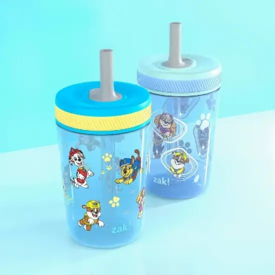 Zak Designs 2pk 15 fl oz Plastic Paw Patrol Water Bottles: Kids & Toddler Portable Drinkware, Dishwasher-Safe, Blue image {7}