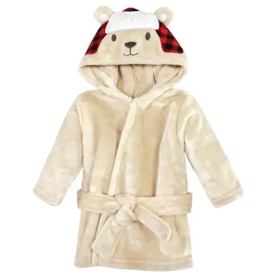 Hudson Baby Plush Bathrobe and Toy Set, Plaid Bear, One Size image {3}