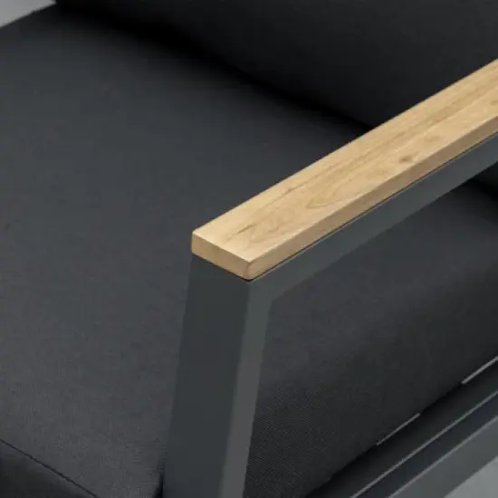 Outsunny 4 Piece Patio Furniture Set Aluminium Conversation Set Outdoor Garden Sofa Set w/ Loveseat, Center Coffee Table & Cushions, Gray image {4}