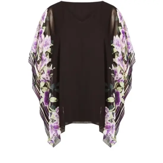 Women's Plus Size Bella Border Overlay Top  - Ultra Violet Border | AVE STUDIO image {2}