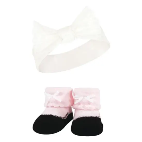 Hudson Baby Infant Girls Headband and Socks Giftset, Pink Taupe, One Size image {3}