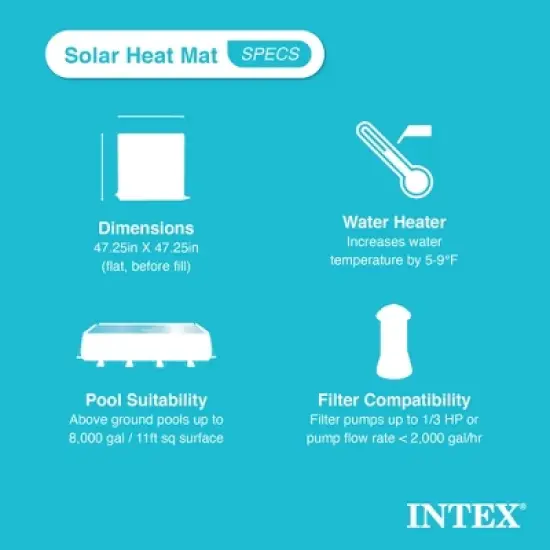 Intex Above Ground Swimming Pool Water Heater Solar Mat 28685E, Black (2 Pack) image {1}
