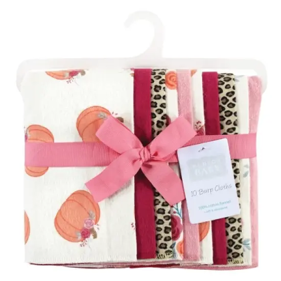 Hudson Baby Infant Girl Cotton Flannel Burp Cloths, Cutest Pumpkin, One Size image {1}