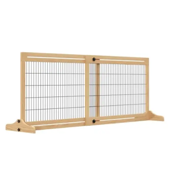 PawHut 72" W x 27.25" H Extra Wide Freestanding Pet Gate with Adjustable Length Dog, Cat, Barrier for House, Doorway, Hallway image {7}