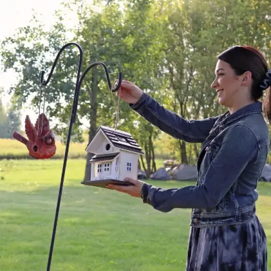 Sunnydaze 9.25" Cozy Home Wood Hanging Bird House with Solar Light Cream image {5}