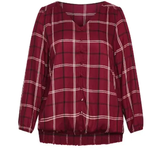 Women's Plus Size Suki Check Top - berry | AVENUE image {2}