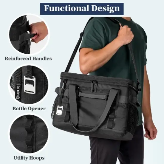 OPUX Soft Sided Cooler Bag, Insulated Collapsible Portable Leakproof with Shoulder Strap, Beach Camping Travel Road Trip image {4}