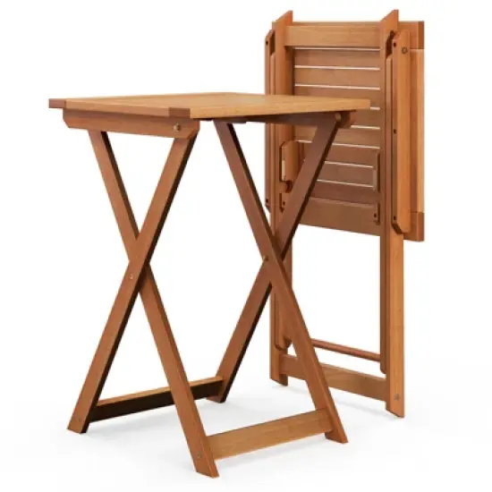 Tangkula 20" Folding Table Outdoor Hardwood Bistro Table w/ Slatted Tabletop Patio image {6}
