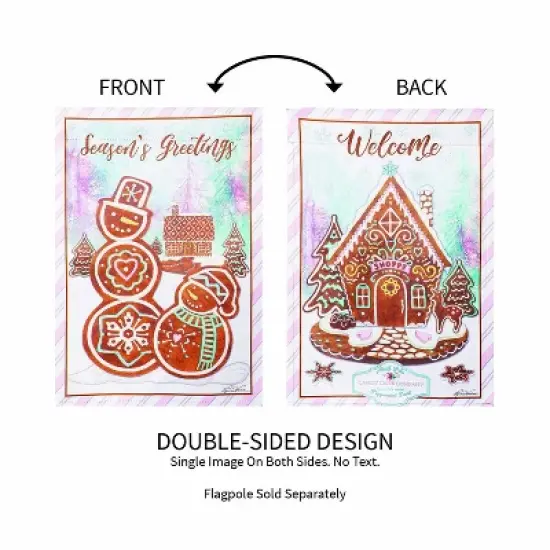 Evergreen Season's Greeting Gingerbread Reversible Suede Garden Flag 12 x 18 Inches Indoor Outdoor Decor image {4}